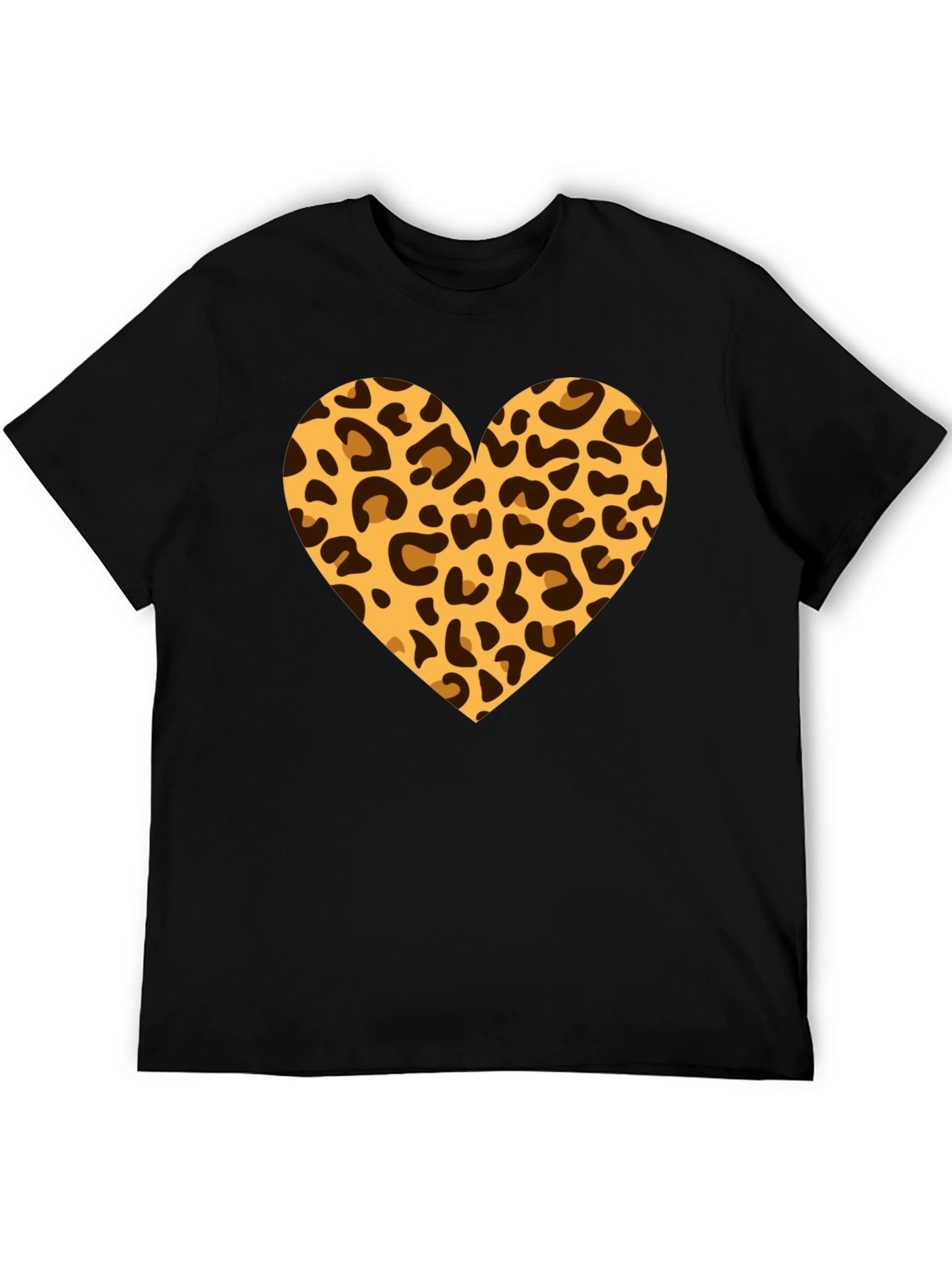 Leopard Heart Black T-Shirt