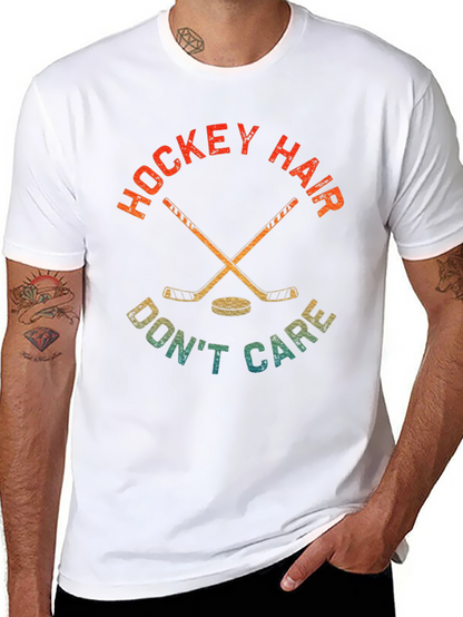 Hockey Hair Dont Care Graphic T-Shirt