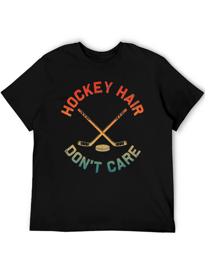 Hockey Hair Dont Care Graphic T-Shirt