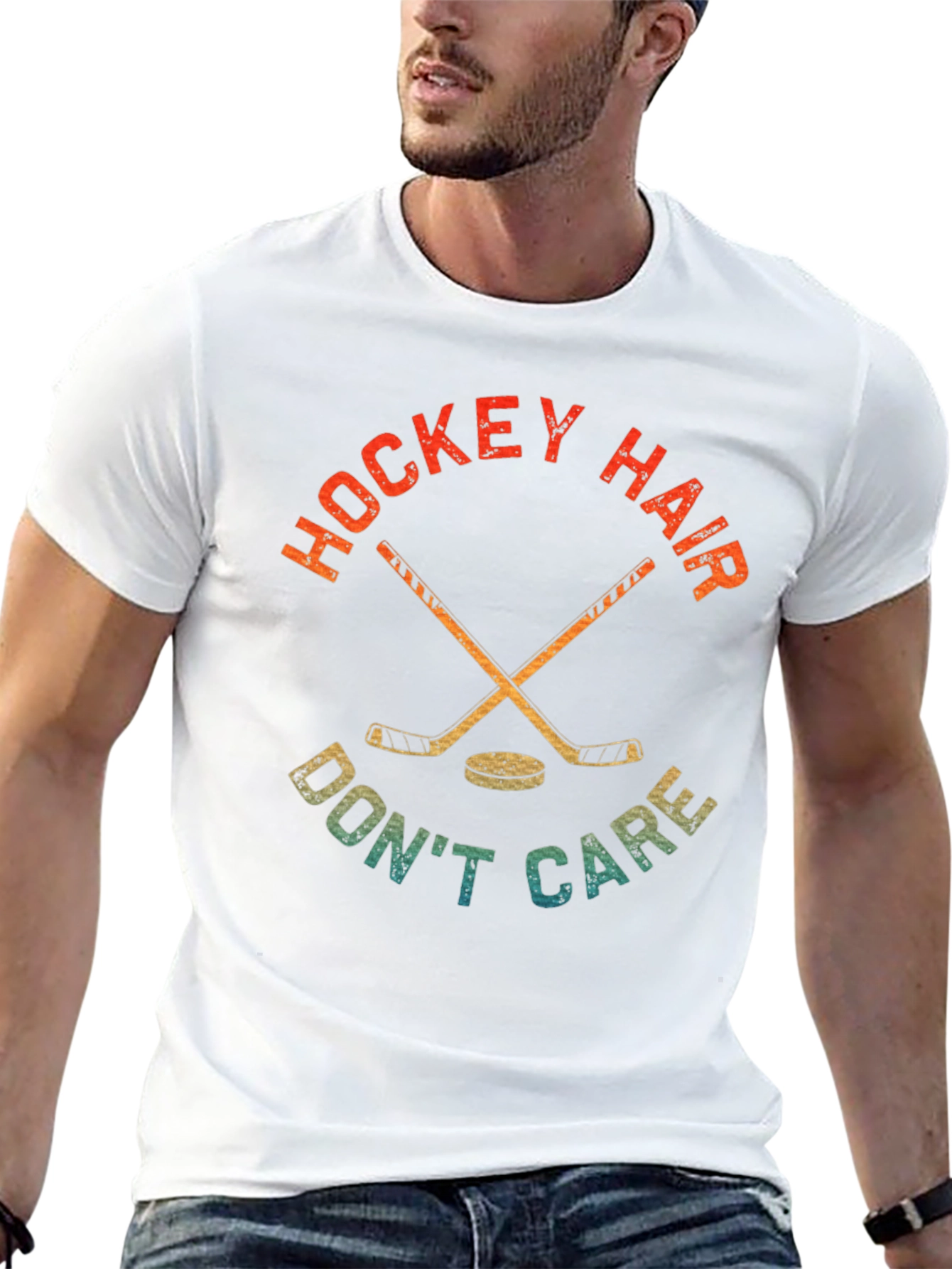 Hockey Hair Dont Care Graphic T-Shirt
