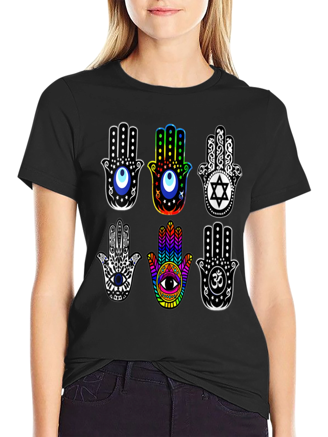 Hamsa Hand T-Shirt - Spiritual Amulet Design