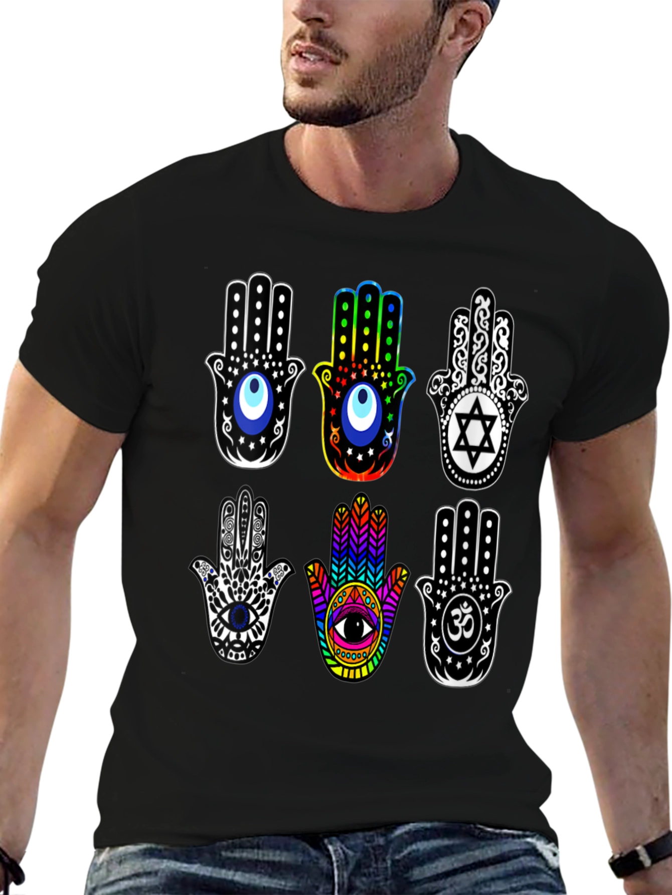 Hamsa Hand T-Shirt - Spiritual Amulet Design