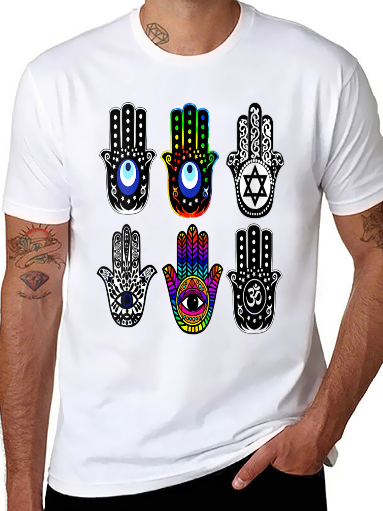 Hamsa Hand T-Shirt - Spiritual Amulet Design