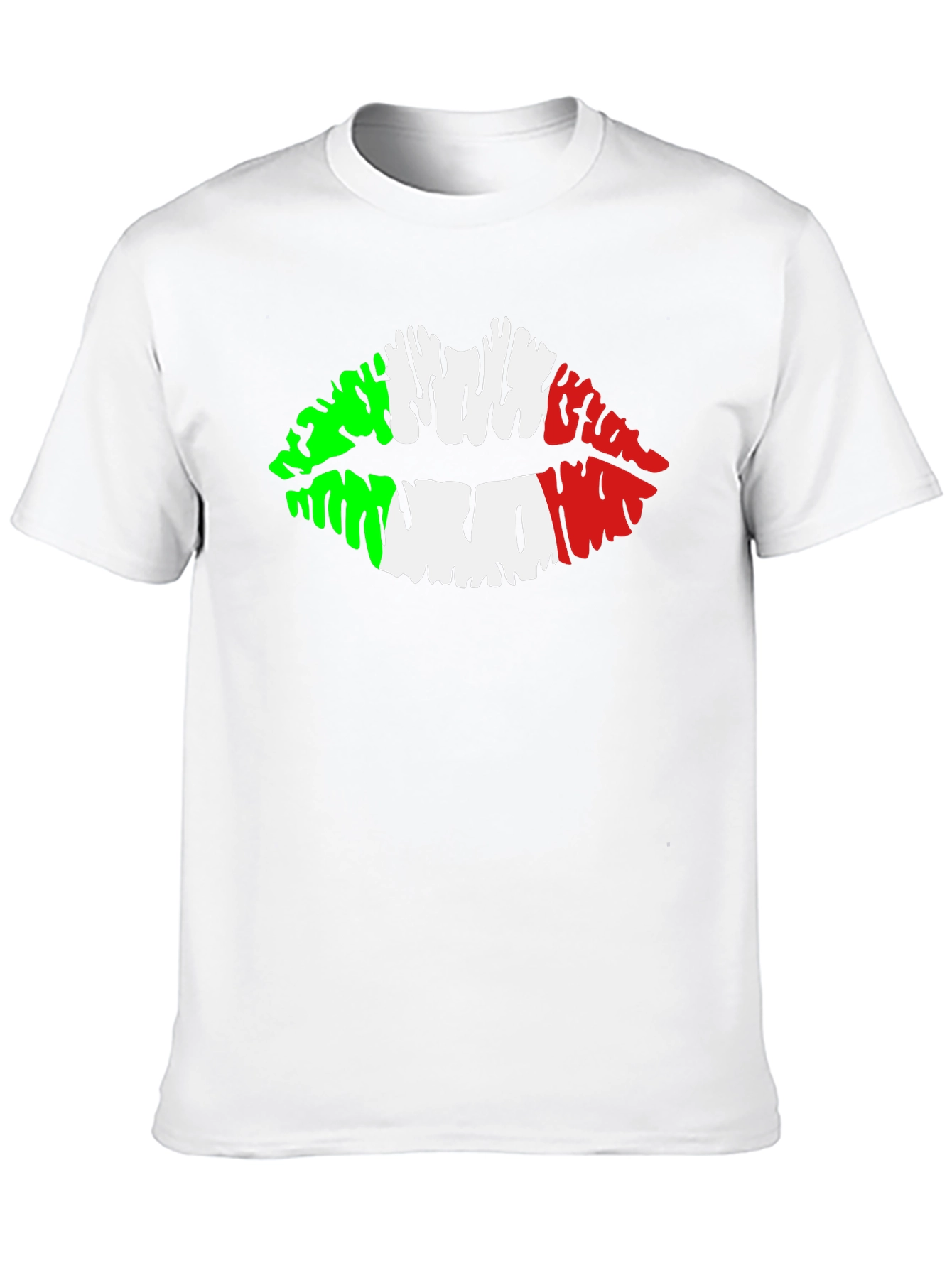 Italian Flag Lips Graphic Black T-Shirt