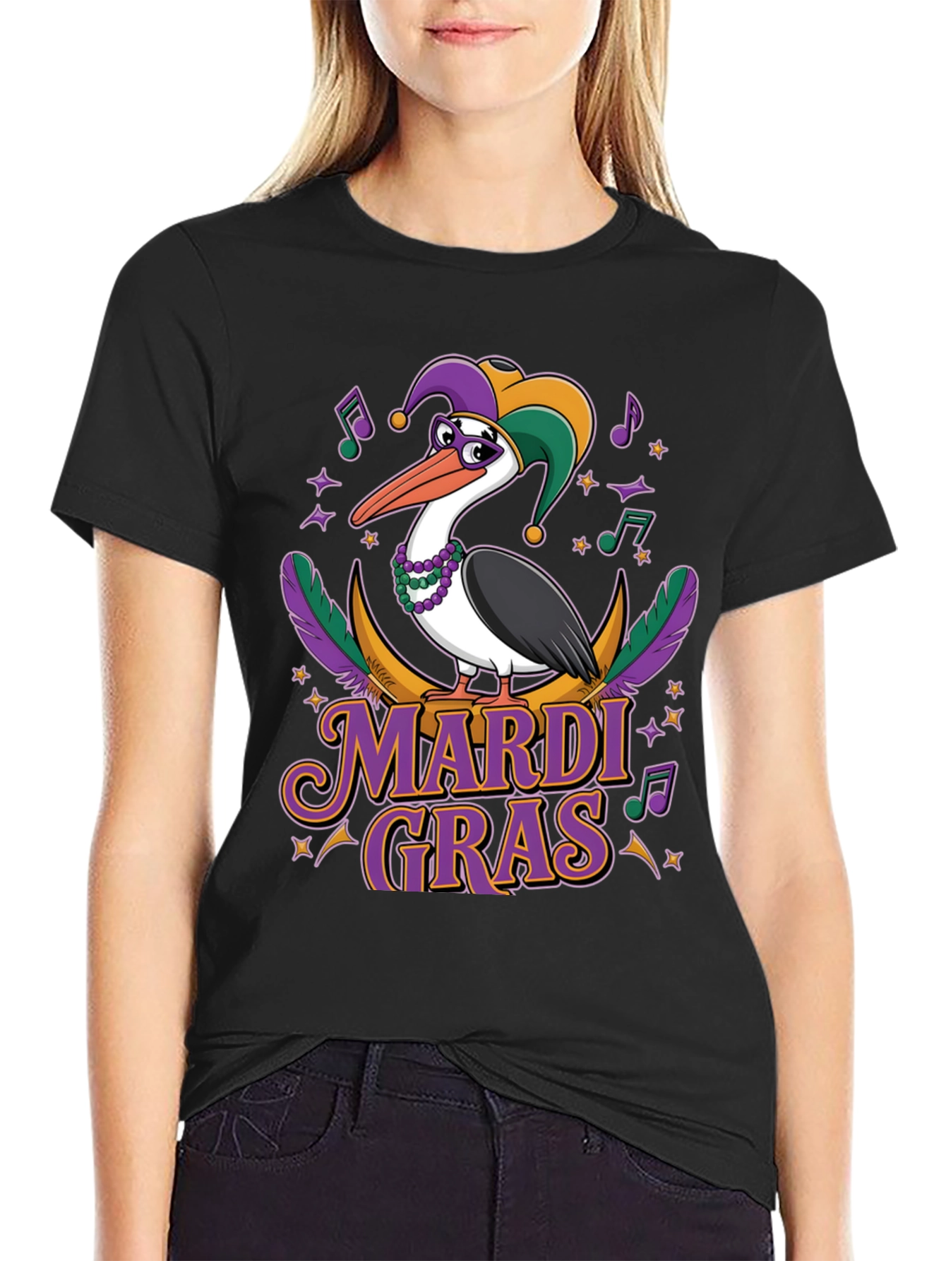 Mardi Gras Pelican T-Shirt: Festive Bird Design