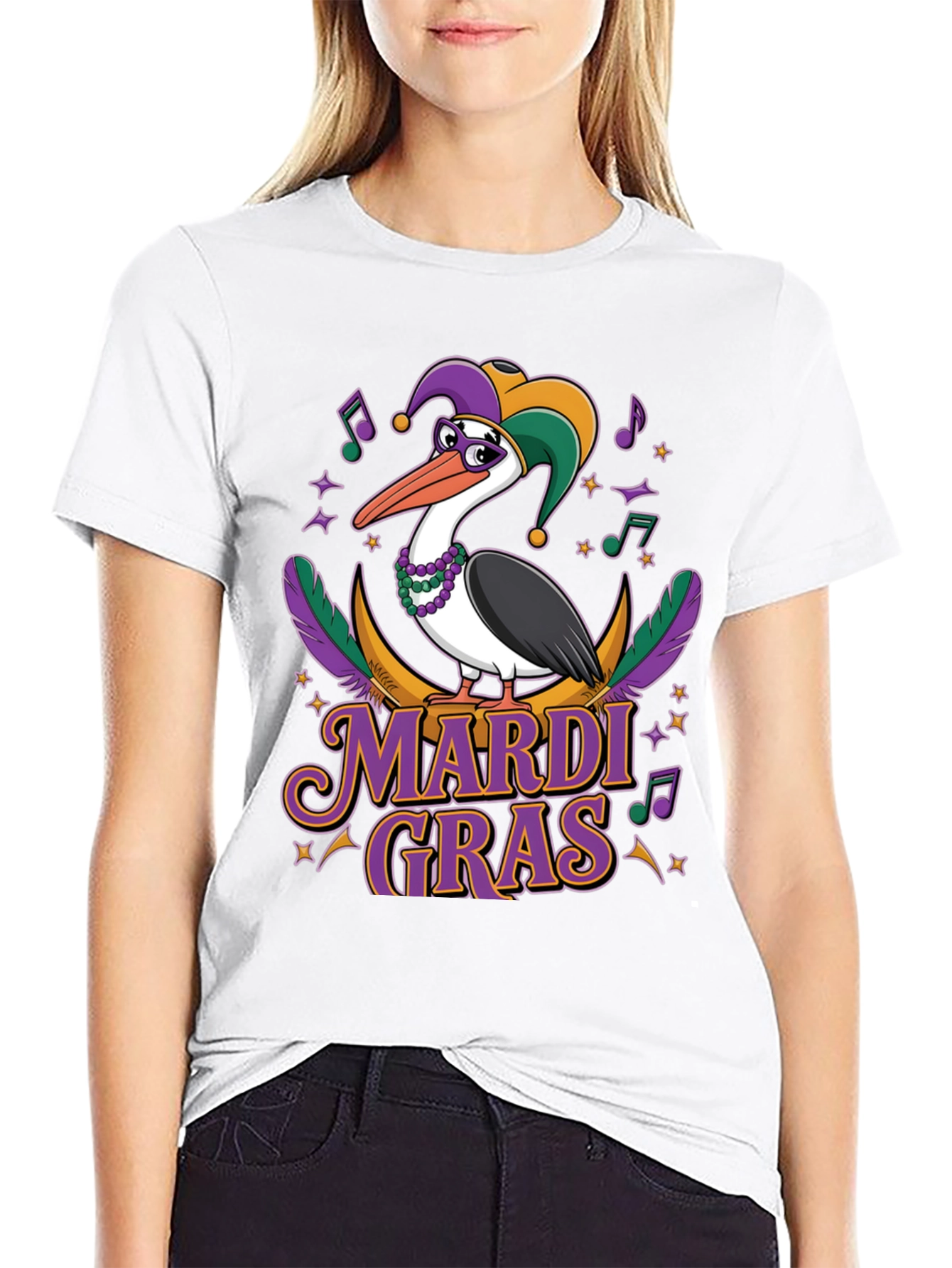 Mardi Gras Pelican T-Shirt: Festive Bird Design