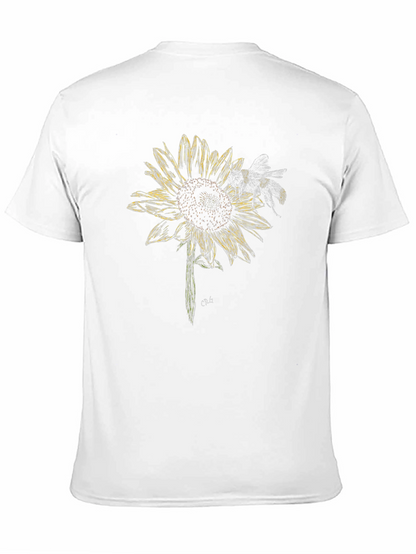 Sunflower and Bee Graphic Tee - Black Cotton Blend