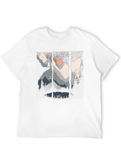 Nature Triptych Graphic Tee - Black Cotton Blend Shirt