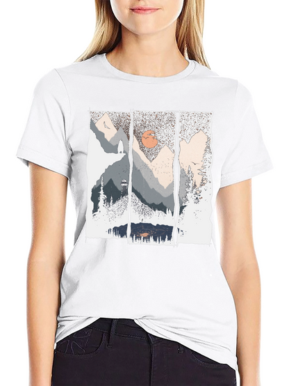 Nature Triptych Graphic Tee - Black Cotton Blend Shirt