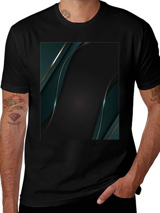 Stylish Black T-Shirt with Abstract Geometric Design