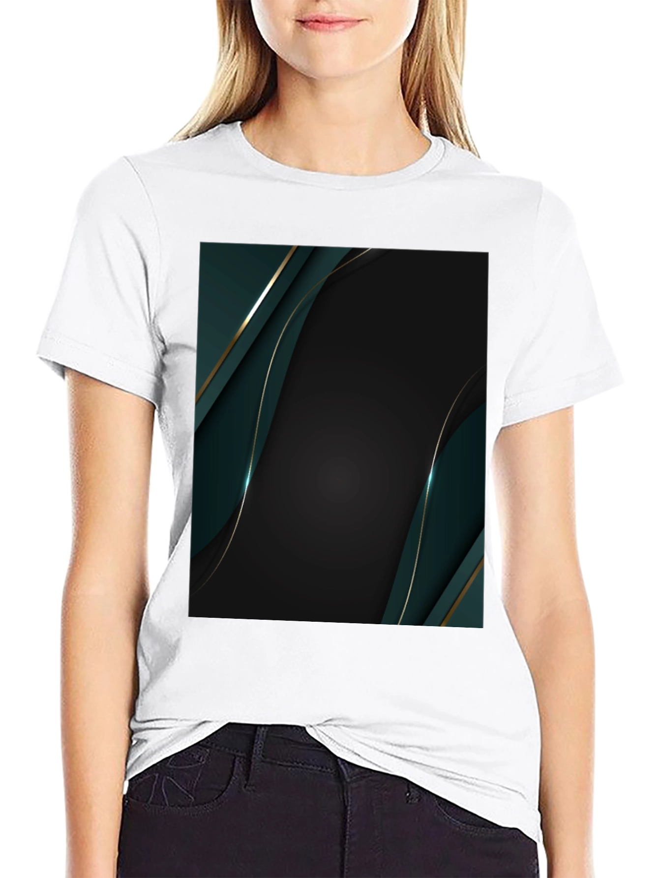 Stylish Black T-Shirt with Abstract Geometric Design