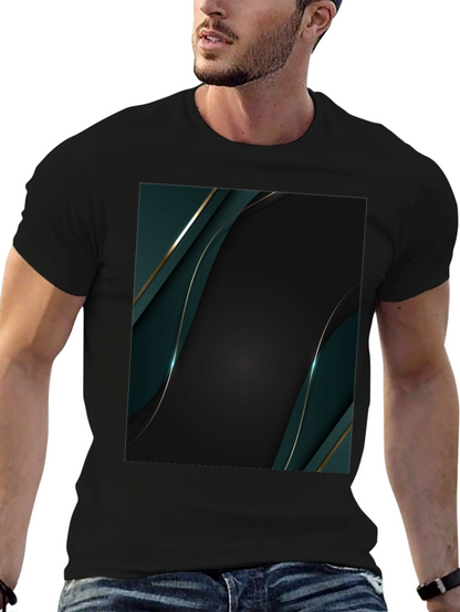 Stylish Black T-Shirt with Abstract Geometric Design