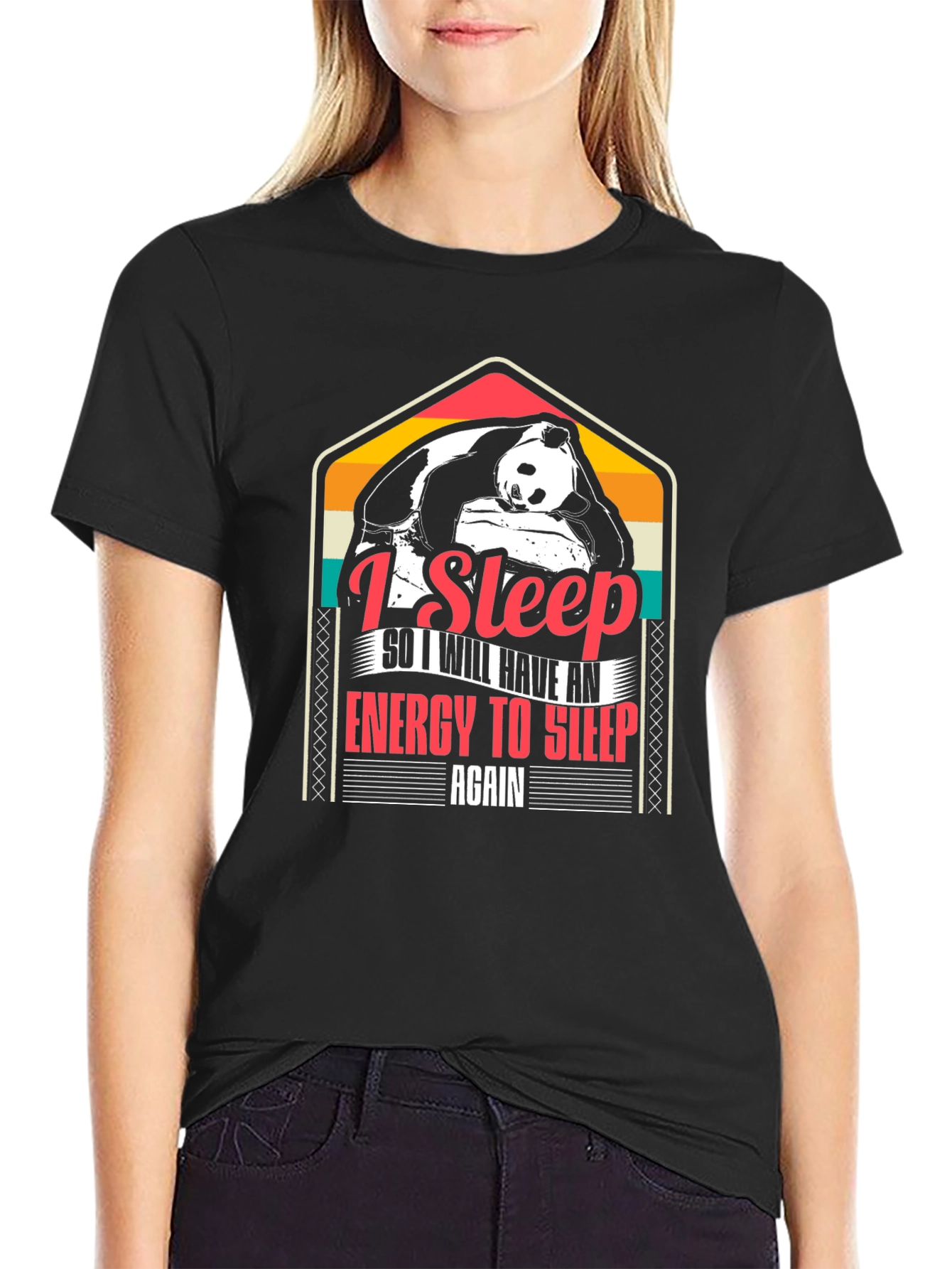 I Sleep Panda Graphic Tee - Black