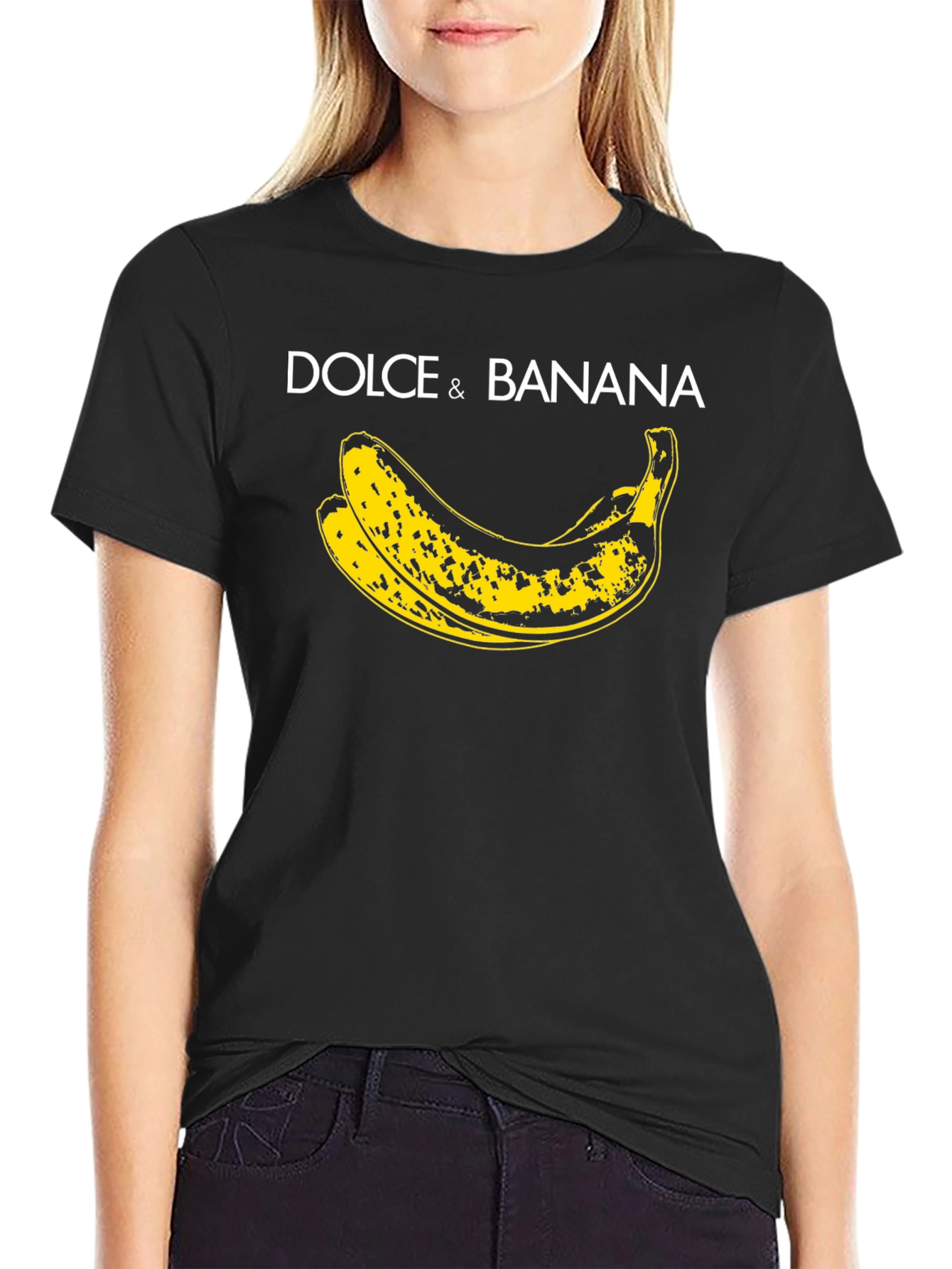 Dolce & Banana T-Shirt - Graphic Print Black Tee