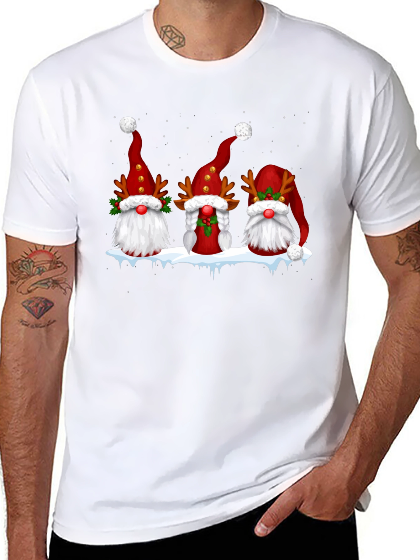 Festive Gnome Christmas Graphic Tee