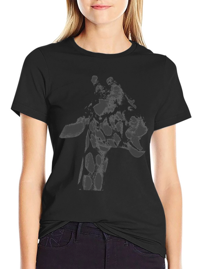 Giraffe Graphic Print T-Shirt - Casual Crew Neck Tee