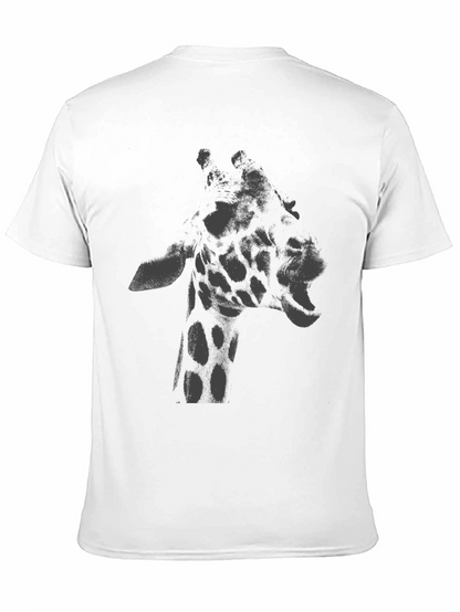 Giraffe Graphic Print T-Shirt - Casual Crew Neck Tee