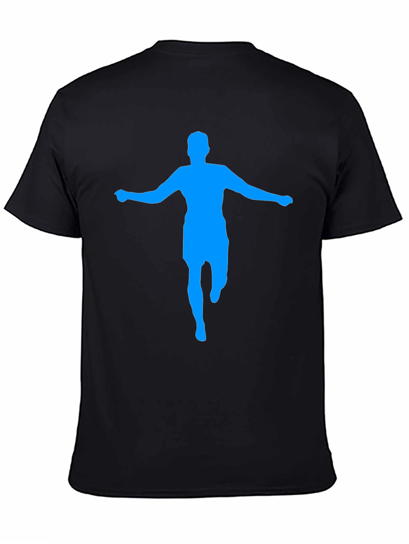 Mens Black T-Shirt with Blue Silhouette Graphic