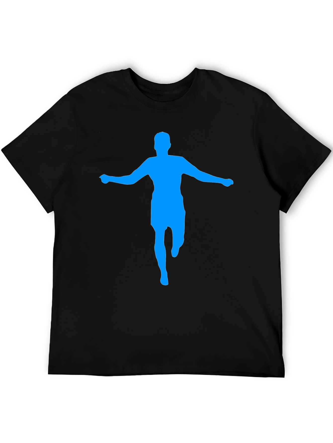 Mens Black T-Shirt with Blue Silhouette Graphic