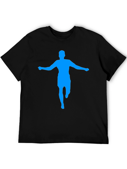 Mens Black T-Shirt with Blue Silhouette Graphic
