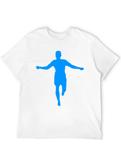 Mens Black T-Shirt with Blue Silhouette Graphic