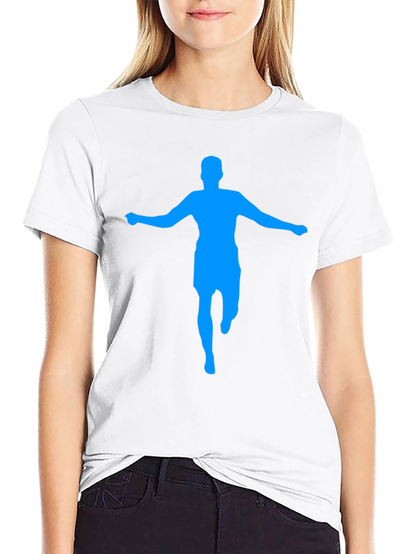 Mens Black T-Shirt with Blue Silhouette Graphic