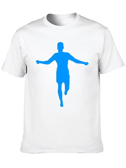 Mens Black T-Shirt with Blue Silhouette Graphic