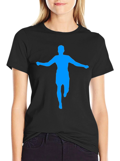 Mens Black T-Shirt with Blue Silhouette Graphic