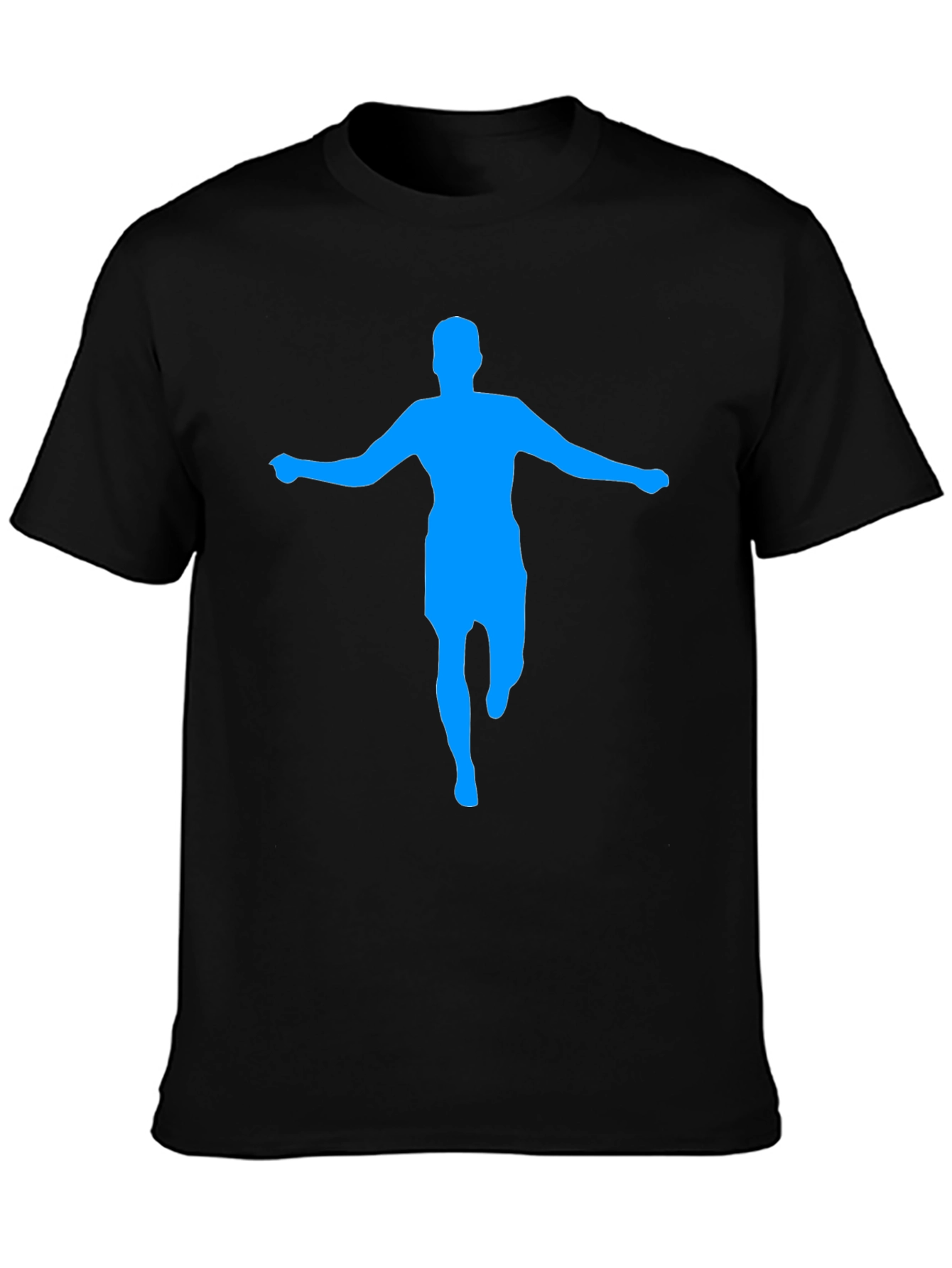Mens Black T-Shirt with Blue Silhouette Graphic