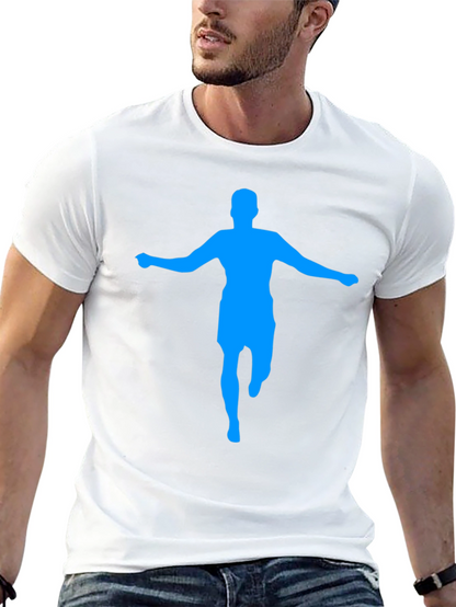 Mens Black T-Shirt with Blue Silhouette Graphic