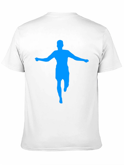 Mens Black T-Shirt with Blue Silhouette Graphic