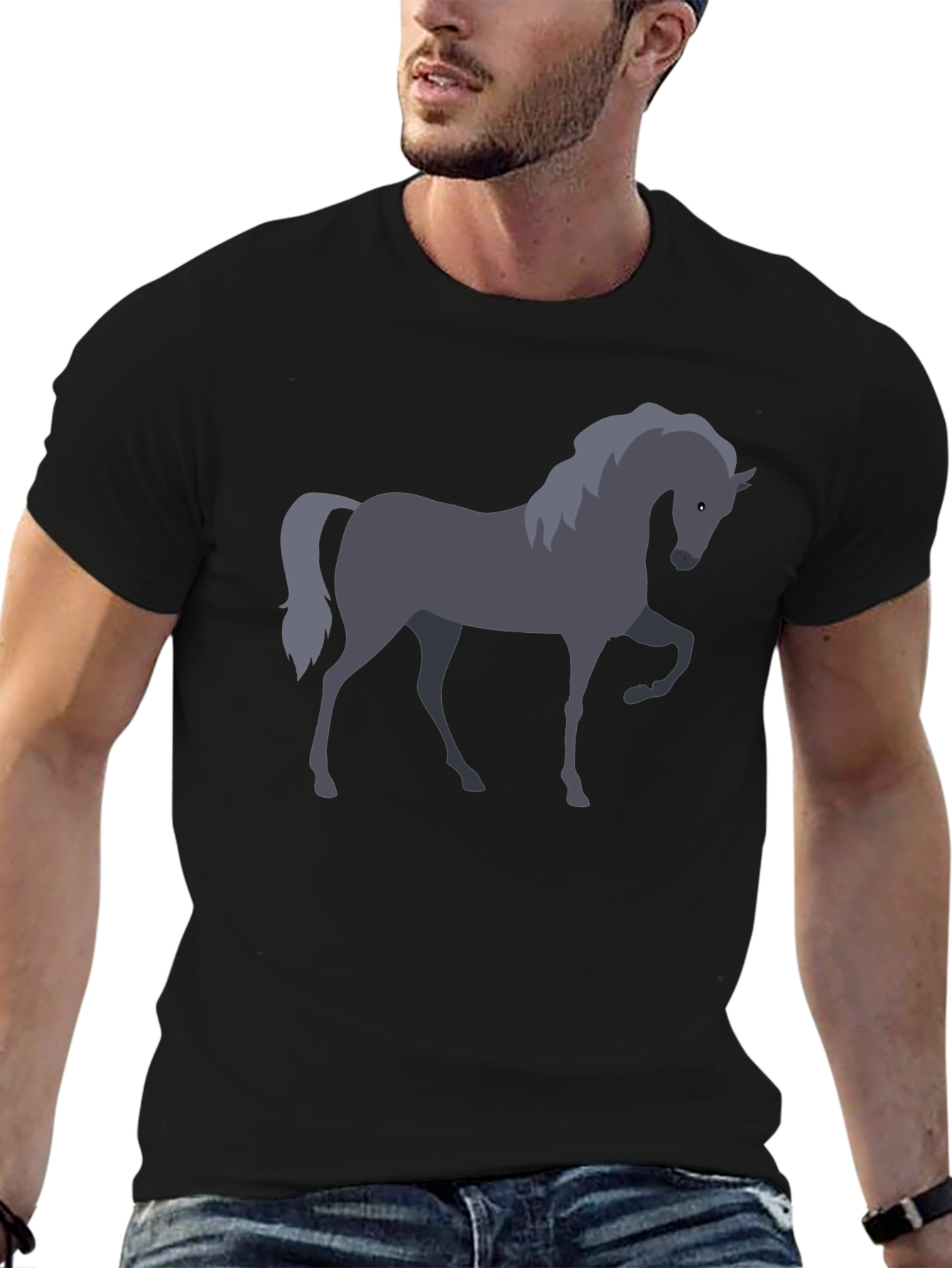 Horse Graphic T-Shirt - Black Cotton Tee