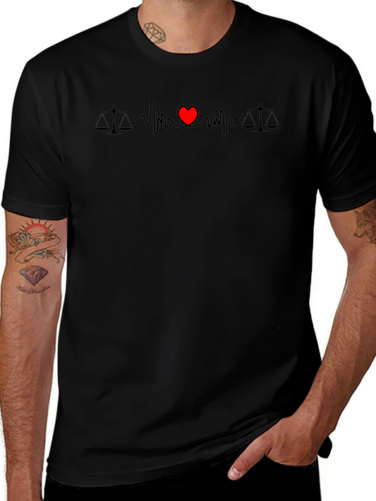 Lawyer Lovebeat T-Shirt - Scales of Justice with Heart