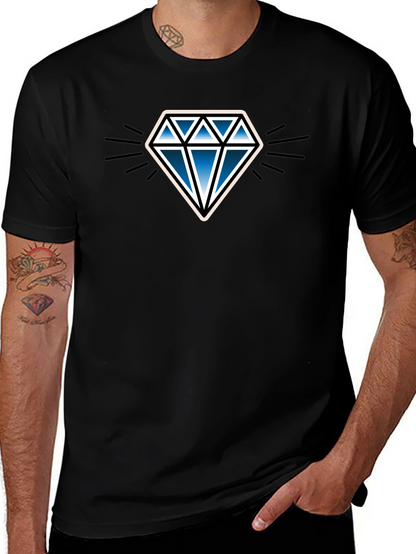 Blue Diamond Graphic Black T-Shirt