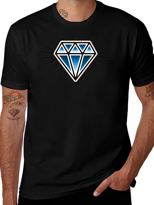 Blue Diamond Graphic Black T-Shirt