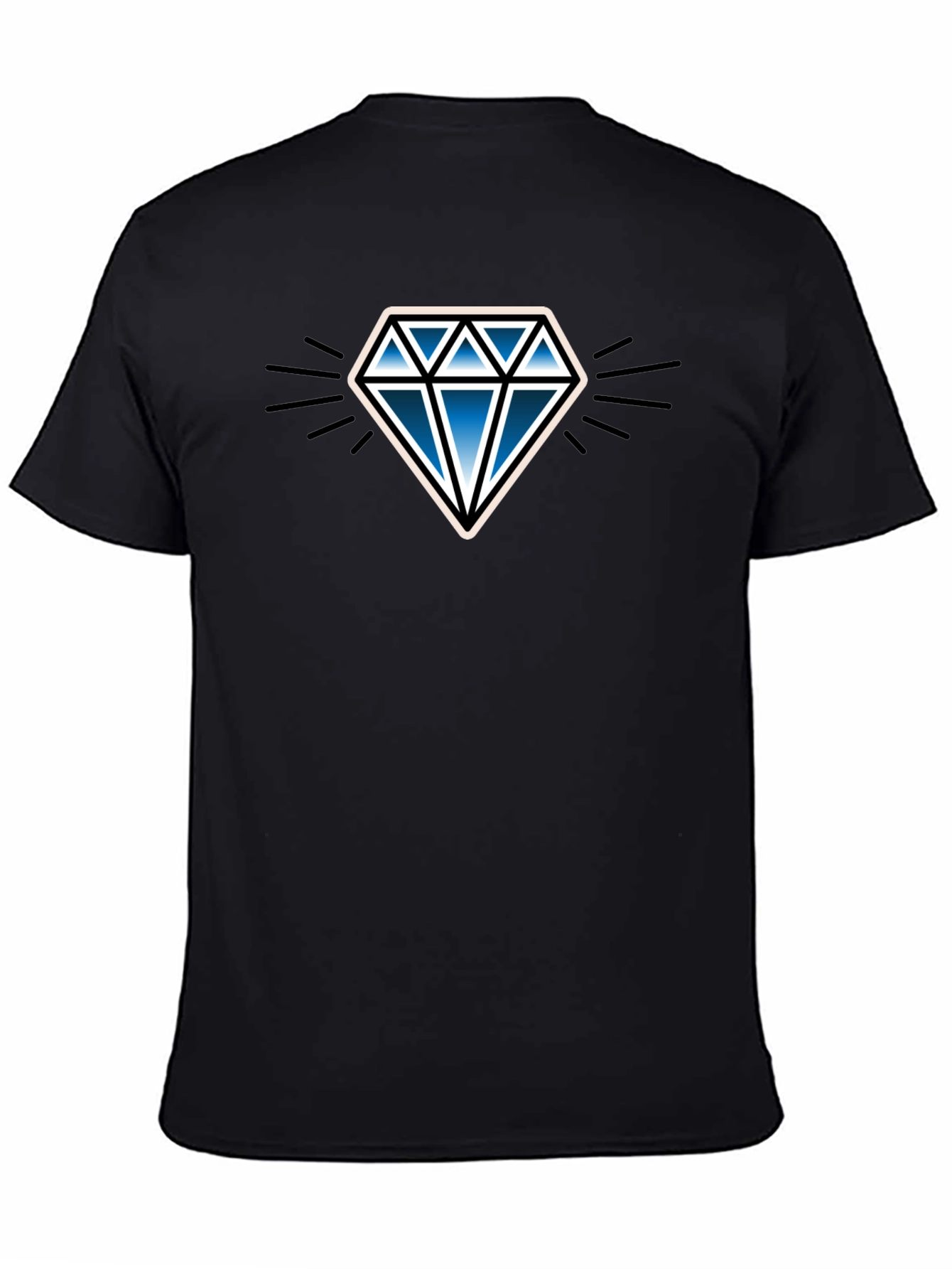 Blue Diamond Graphic Black T-Shirt