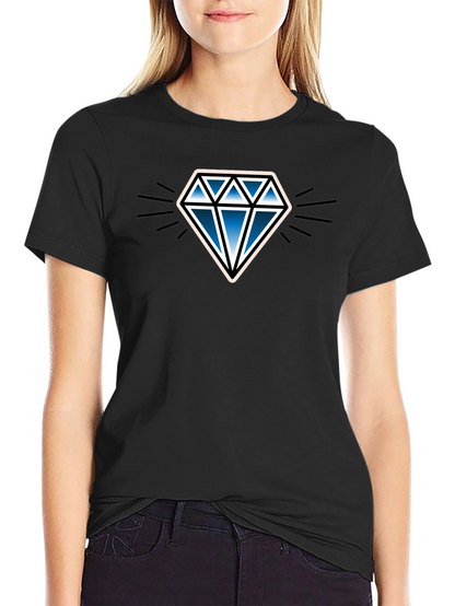 Blue Diamond Graphic Black T-Shirt