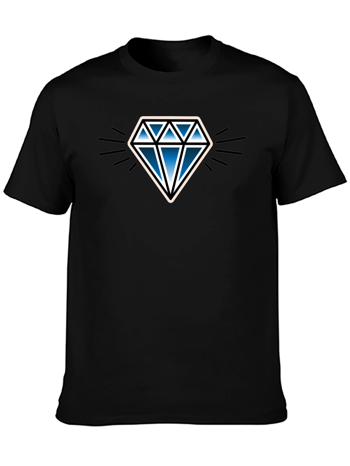Blue Diamond Graphic Black T-Shirt