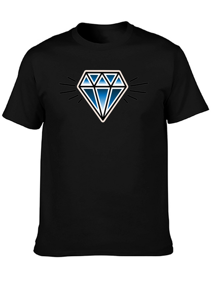 Blue Diamond Graphic Black T-Shirt