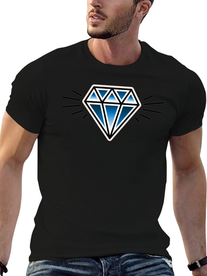 Blue Diamond Graphic Black T-Shirt