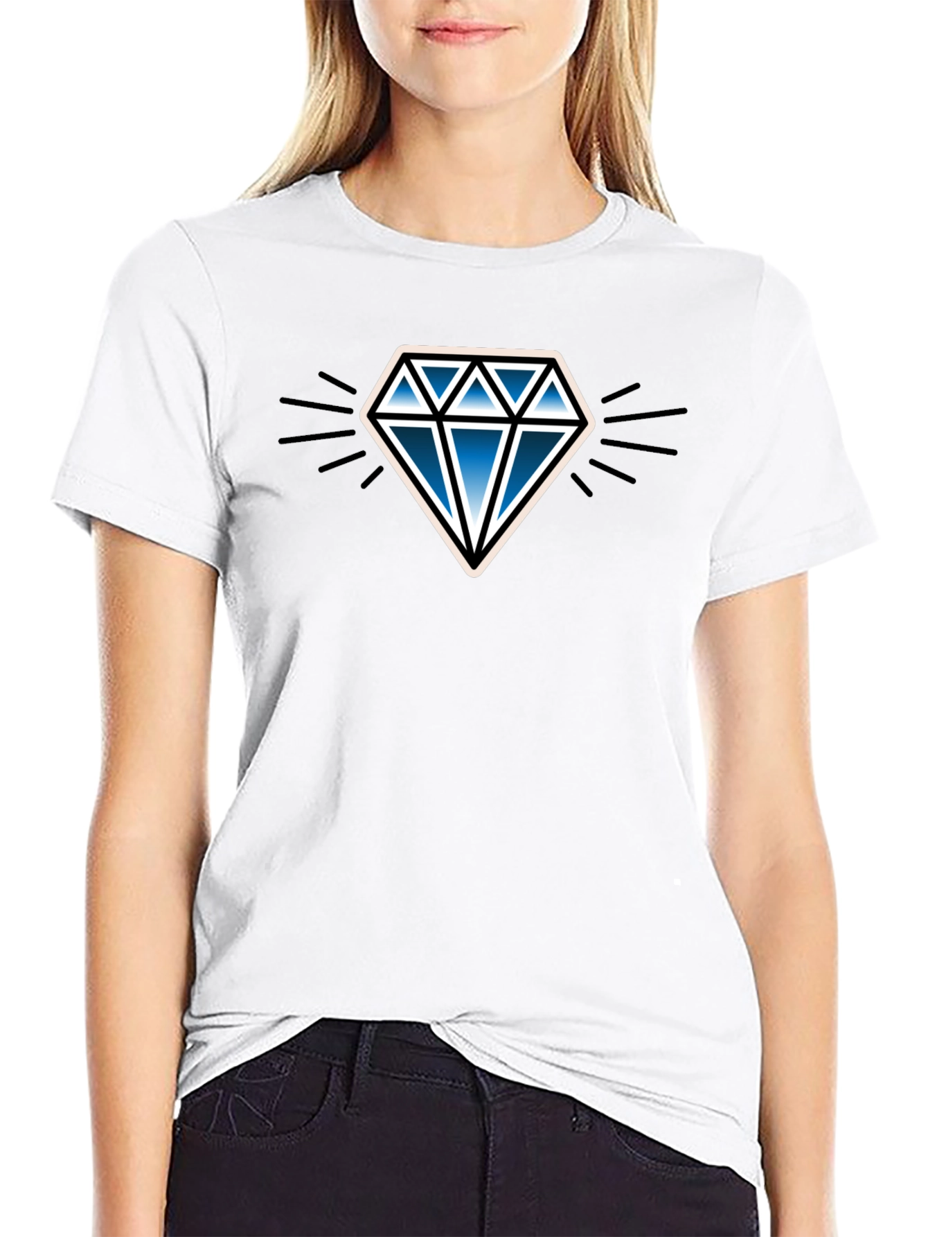 Blue Diamond Graphic Black T-Shirt