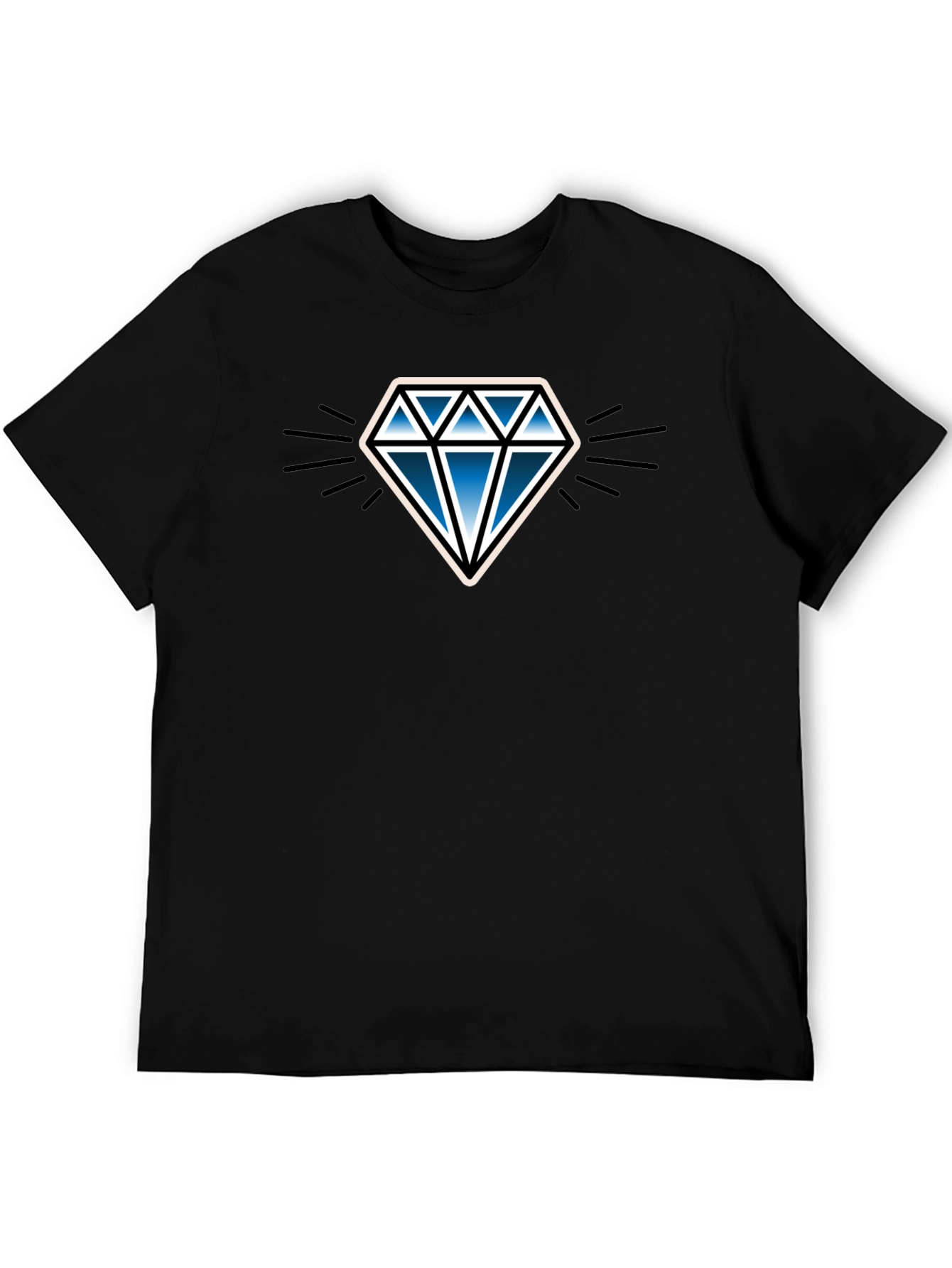 Blue Diamond Graphic Black T-Shirt