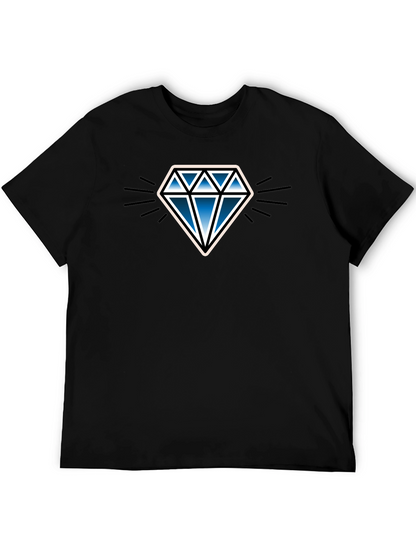 Blue Diamond Graphic Black T-Shirt