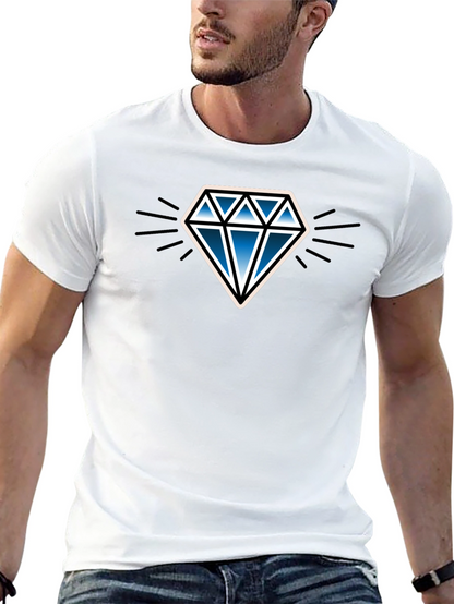 Blue Diamond Graphic Black T-Shirt
