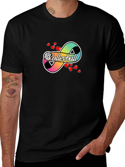 Volleyball Infinity Love Graphic T-Shirt - Black