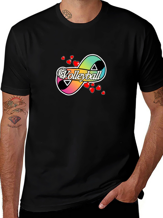 Volleyball Infinity Love Graphic T-Shirt - Black