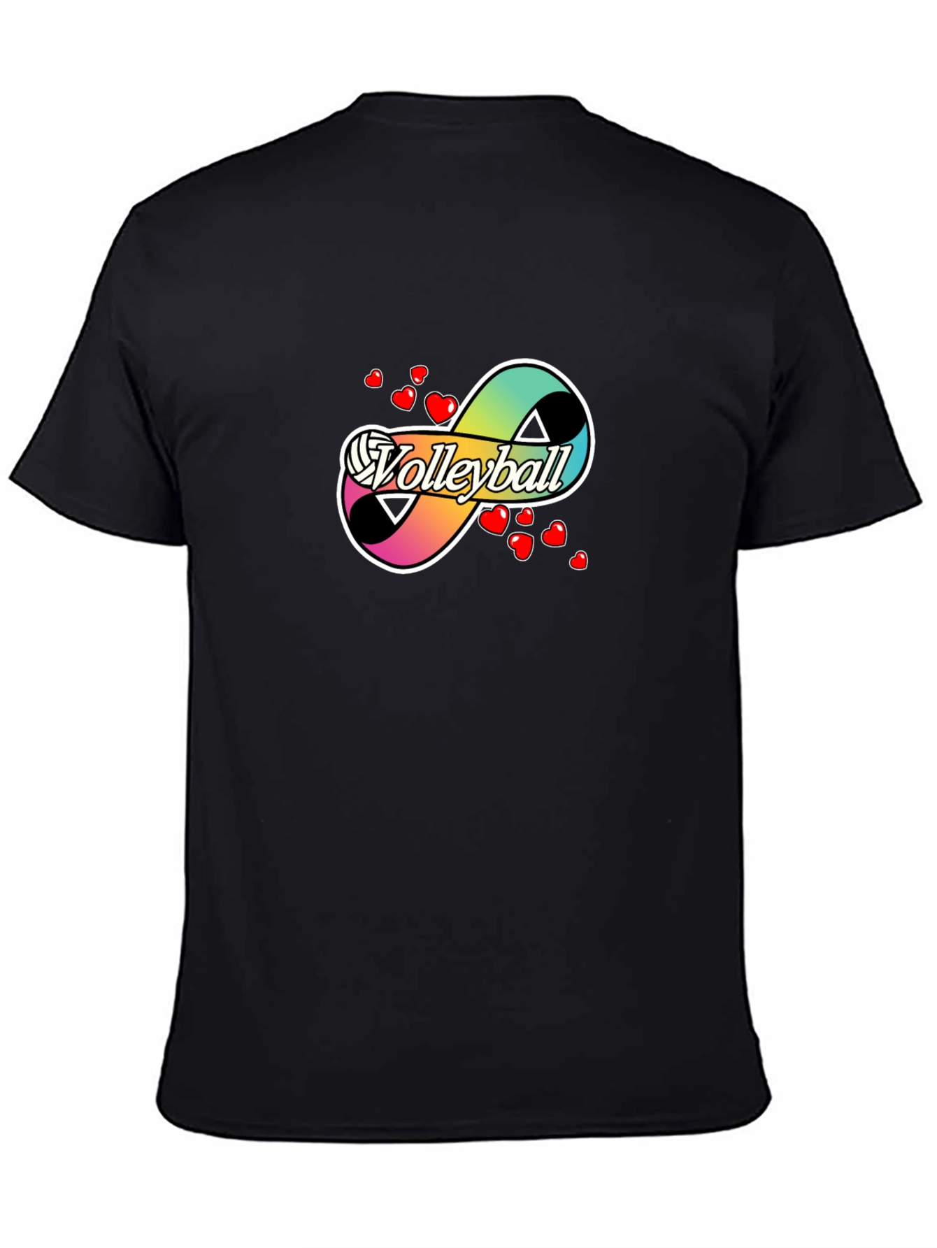 Volleyball Infinity Love Graphic T-Shirt - Black
