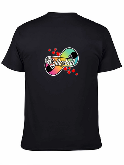 Volleyball Infinity Love Graphic T-Shirt - Black