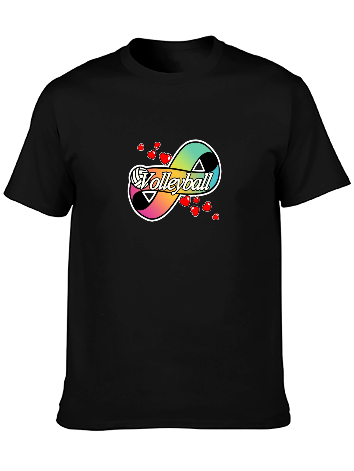Volleyball Infinity Love Graphic T-Shirt - Black