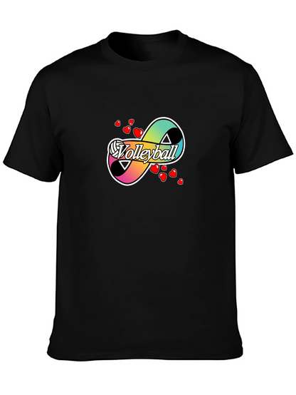 Volleyball Infinity Love Graphic T-Shirt - Black